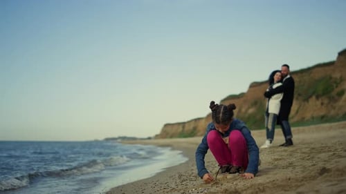 Family Spending Time Beach at Sea Vacation