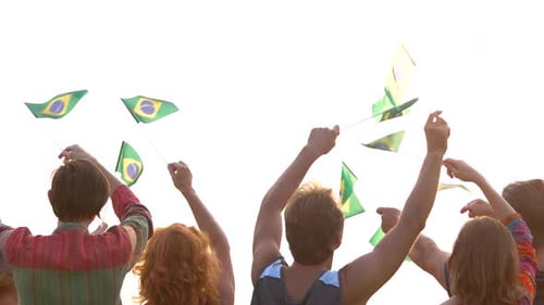 Pessoas agitando as bandeiras do Brasil