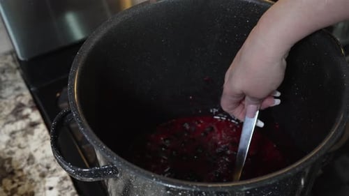 Fruit Jam Cooking Process in Kitchen Home