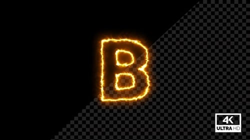 Fiery Letter B Neon Glowing Outline Animation