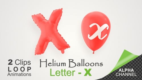 Animated Red Letter X Balloons with Alpha Channel Loop