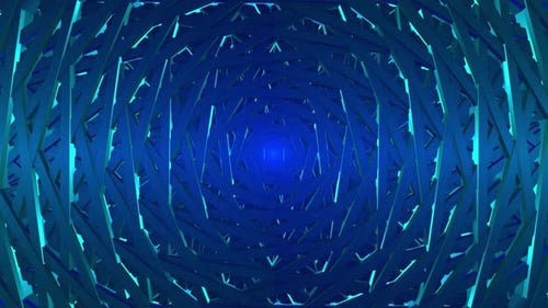 Abstract Blue Hexagon Tunnel Geometric Loop Background