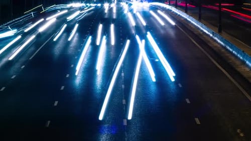 Fast Cars On Night City Highway 4