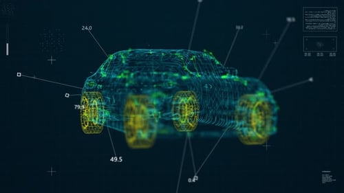 Futuristic Wireframe Car Data Reveal Animation