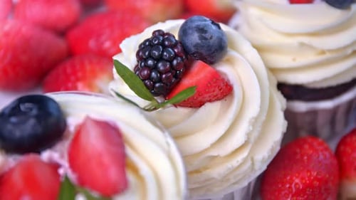 Close Up of Delectable Pastries and Cupcakes