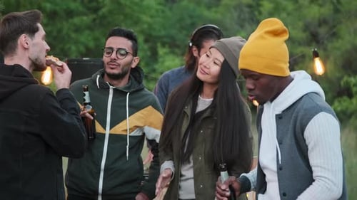 Friends Gathering for an Outdoor Celebration