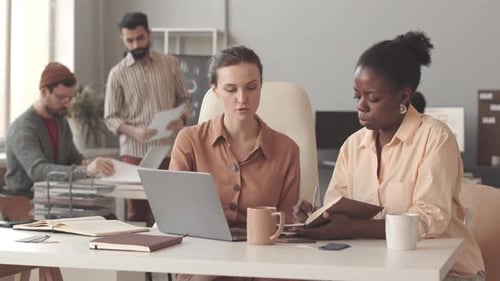 Female Colleagues Discussing Project in Office