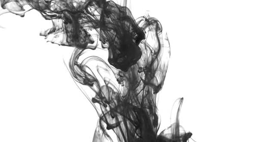 Abstract Black Ink Swirl on White Background