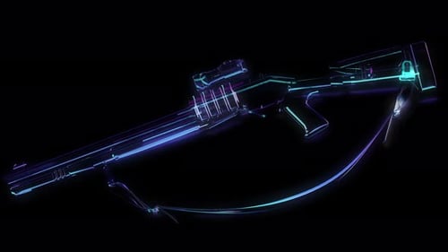 Neon Glowing Futuristic Rifle Outline Animation