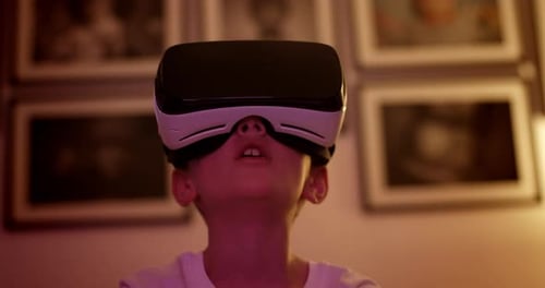 Child Experiencing Virtual Reality Headset Indoors