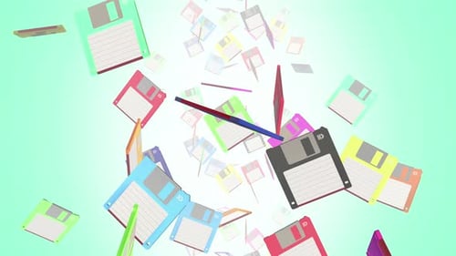Colorful Floppy Disks Animated Loop Background