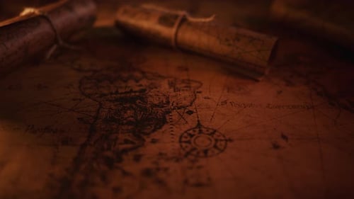 Close Up of a Old Vintage Map with Countries and Continents