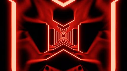Abstract Red Polygonal Tunnel Seamless Animation Background