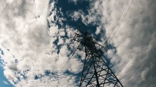 Metal Highvoltage Tower Against a Blue Sky