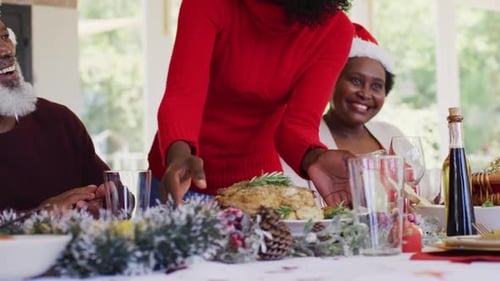 Family Christmas Dinner with Festive Cheer