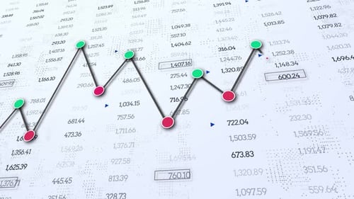 Financial data processing against white background