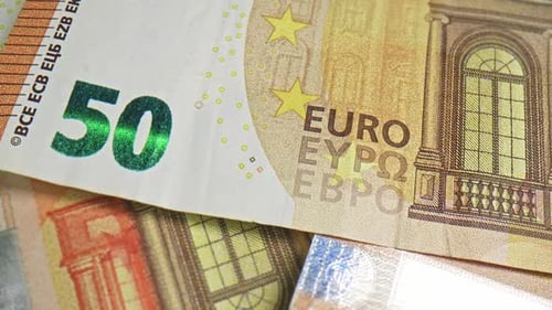 Detailed Macro View of Stacked Euro Banknotes