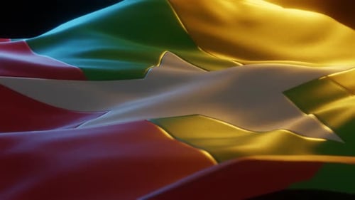 Realistic Waving Myanmar Flag Loop Animation