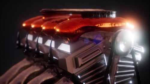 Close Up Detail of Car Engine