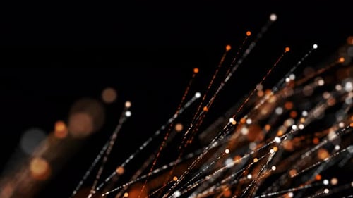 Abstract digital fiber optic lines moving dots background