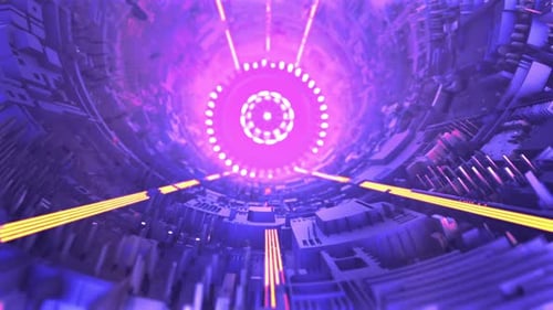 Futuristic Digital Tunnel Journey with Glowing Neon Lights