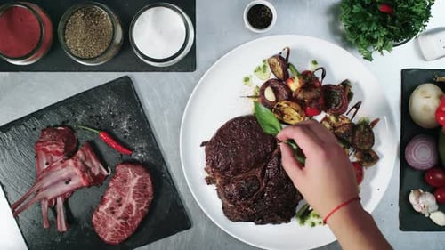 Overhead of Gourmet Food Preparation