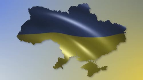 Waving Ukraine Flag Map Digital Animation