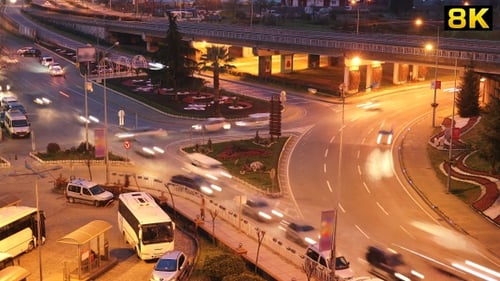 City Traffic at Junction at Night