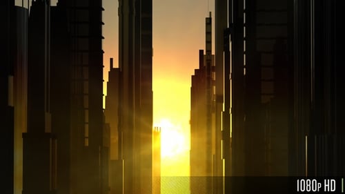 Puesta de sol entre los rascacielos del centro