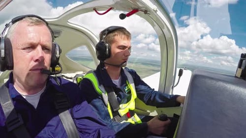 Student Pilot Confidently Flying Plane