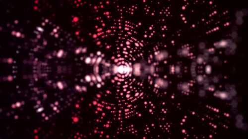 Abstract Futuristic Red Glowing Particle Tunnel Background