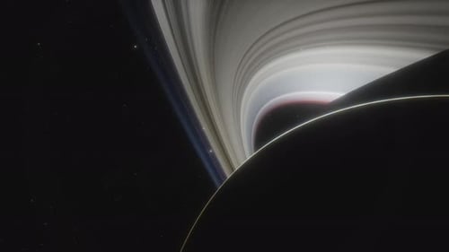 Realistic Planet with Rings Orbiting in Deep Space
