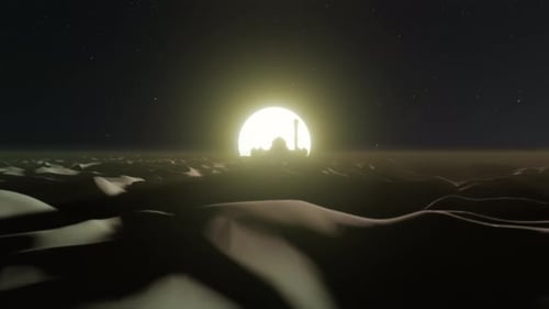 Noche de dunas del desierto en el Ramadán 01 4K