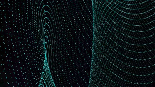cyan color particle wave background animation. Vd 1091