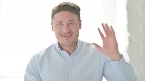 Portrait of Man Waving, Welcoming