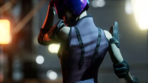 Future Woman Cyberpunk Concept with Neon City Lights