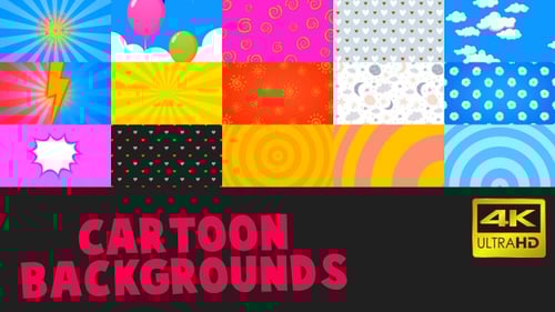 Vibrant Cartoon Animated Backgrounds Pack with Seamless Loops