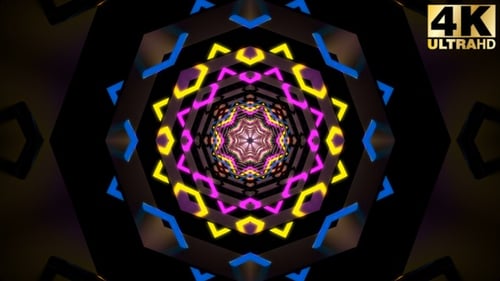 Animated Futuristic Neon Geometric Tunnel Background Loop