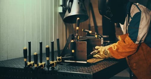 Metal Worker Welding in Metal Industry Factory