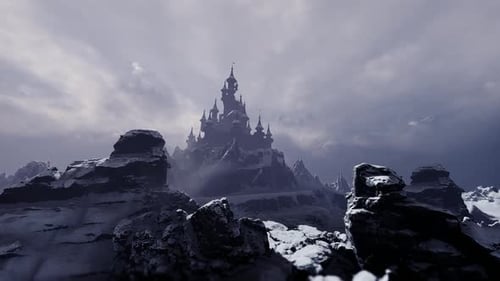 Le château de la sorcière parmi les pierres noires