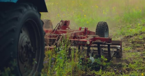 Modern Technology Works in the Field Grass Harvesting