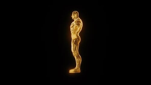 Golden Bodybuilder Statue Rotating Hd