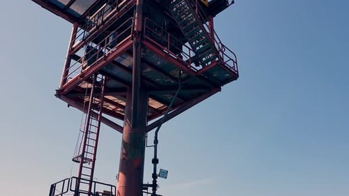 Coastal oil platform or oil rig in open adriatic sea, Italy