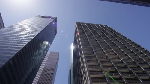 Low angle of skyscrapers and towers