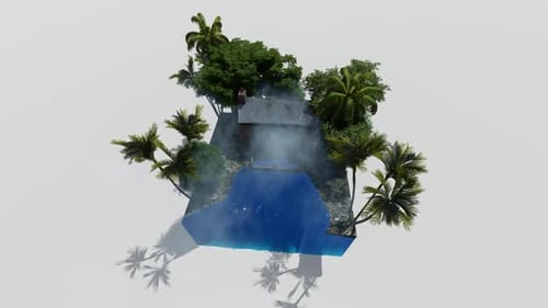 Isometric beach and ocean waves