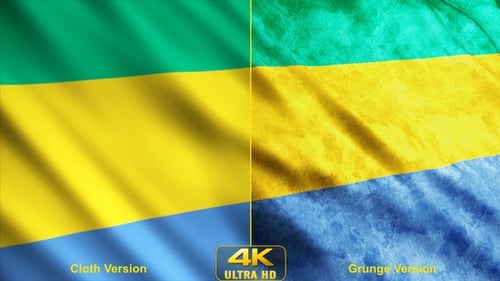 Animated Waving Flag of Gabon with Clean and Textured Versions