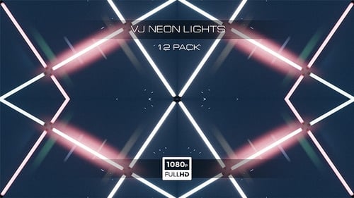 Abstract Neon Glowing Lines Geometric Grid Background Loop