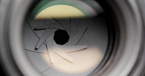 Camera Lens Iris Opening and Closing Close-up