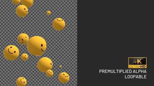 3D Smiley Face Emojis Floating Up Animation