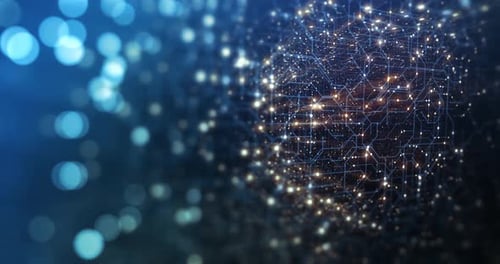 Abstract Futuristic Digital Network Circuit Background Animation